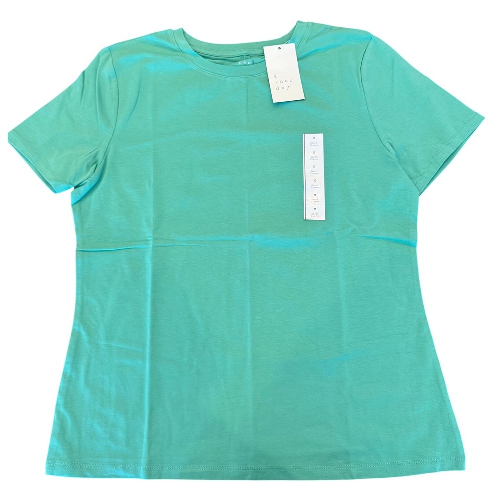 A New Day Womens Short Sleeve Crewneck T-Shirt Green M 018 00 8421